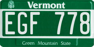VT license plate EGF778
