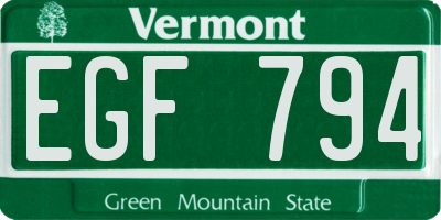 VT license plate EGF794