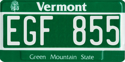 VT license plate EGF855