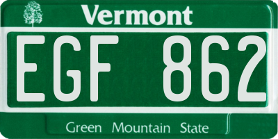 VT license plate EGF862