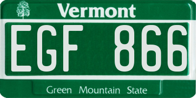 VT license plate EGF866