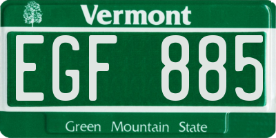 VT license plate EGF885