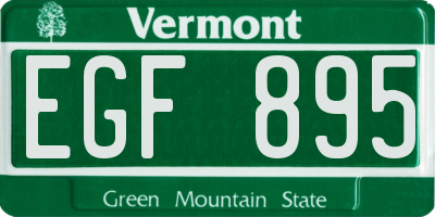 VT license plate EGF895