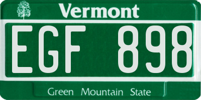 VT license plate EGF898