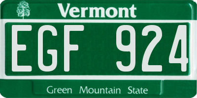 VT license plate EGF924