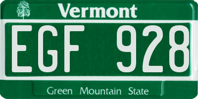 VT license plate EGF928