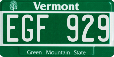 VT license plate EGF929