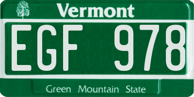 VT license plate EGF978