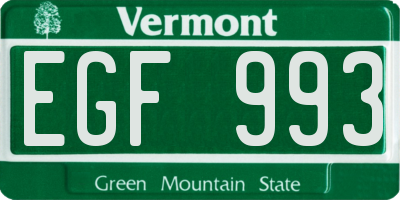 VT license plate EGF993