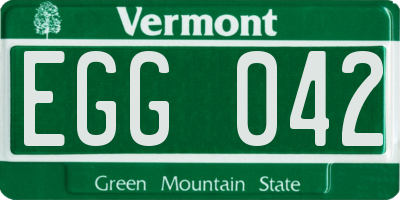 VT license plate EGG042