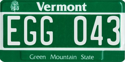 VT license plate EGG043
