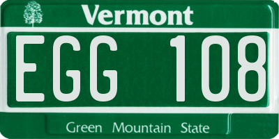 VT license plate EGG108