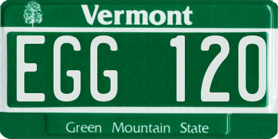 VT license plate EGG120