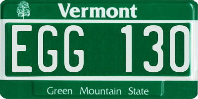 VT license plate EGG130