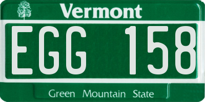 VT license plate EGG158