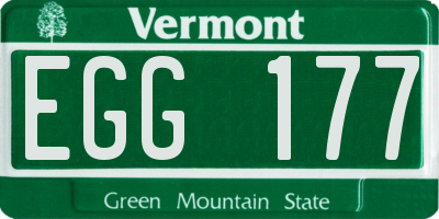 VT license plate EGG177