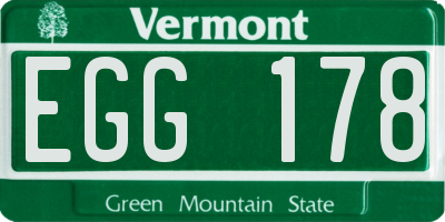 VT license plate EGG178