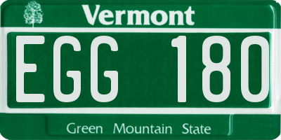 VT license plate EGG180