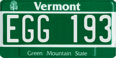 VT license plate EGG193