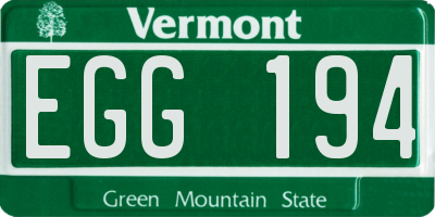VT license plate EGG194