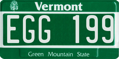 VT license plate EGG199