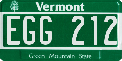 VT license plate EGG212