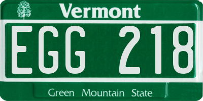 VT license plate EGG218
