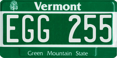 VT license plate EGG255