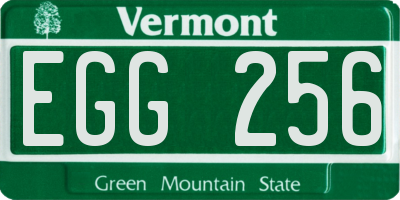 VT license plate EGG256