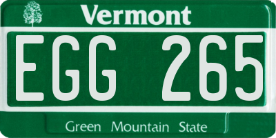 VT license plate EGG265