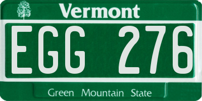 VT license plate EGG276