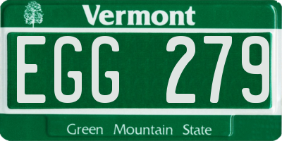 VT license plate EGG279