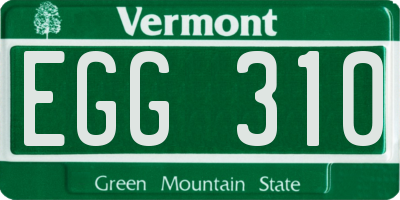 VT license plate EGG310