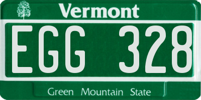 VT license plate EGG328