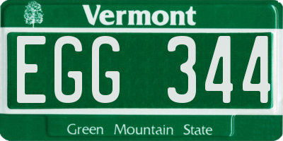 VT license plate EGG344