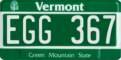 VT license plate EGG367