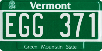 VT license plate EGG371