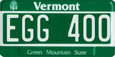 VT license plate EGG400