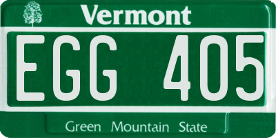 VT license plate EGG405