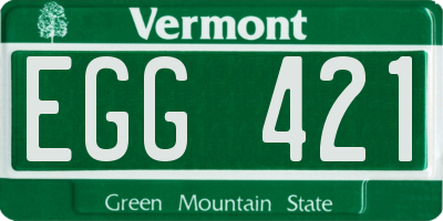 VT license plate EGG421