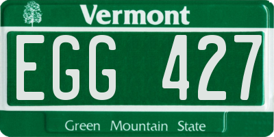 VT license plate EGG427