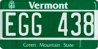 VT license plate EGG438