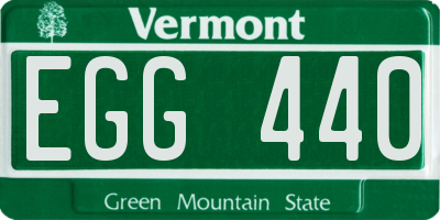 VT license plate EGG440