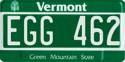 VT license plate EGG462
