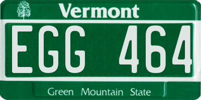 VT license plate EGG464