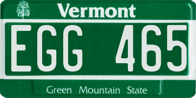 VT license plate EGG465