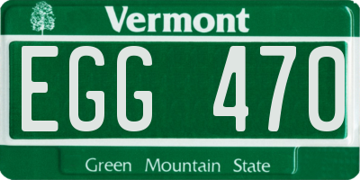 VT license plate EGG470
