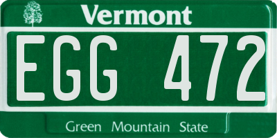 VT license plate EGG472