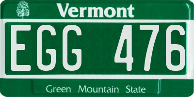 VT license plate EGG476