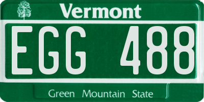 VT license plate EGG488